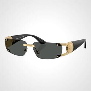 Versace Shield Tributes Gold Medusa Limo Tint Lenses and Glossy Black-Out Frames Versace Gold Medusa Shield Visor Sunglasses Mens Black 1996  main image 3